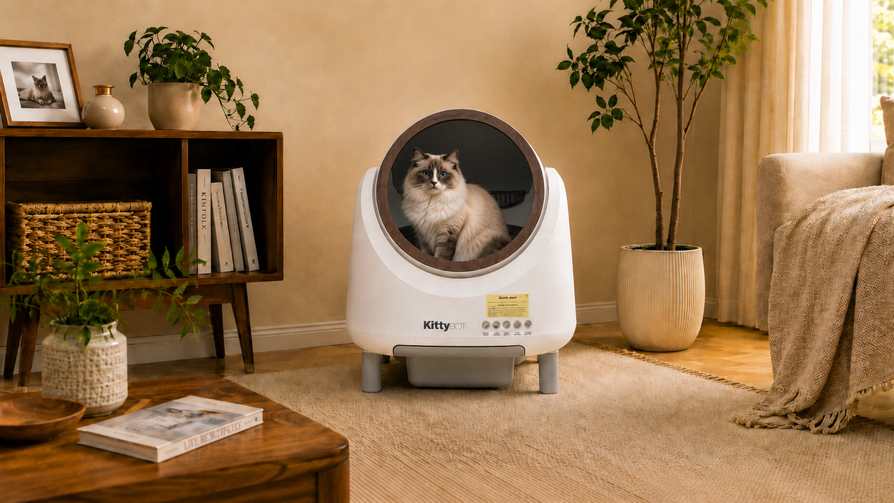 KittyBOT Automatic Cat Litter Box in a home setting
