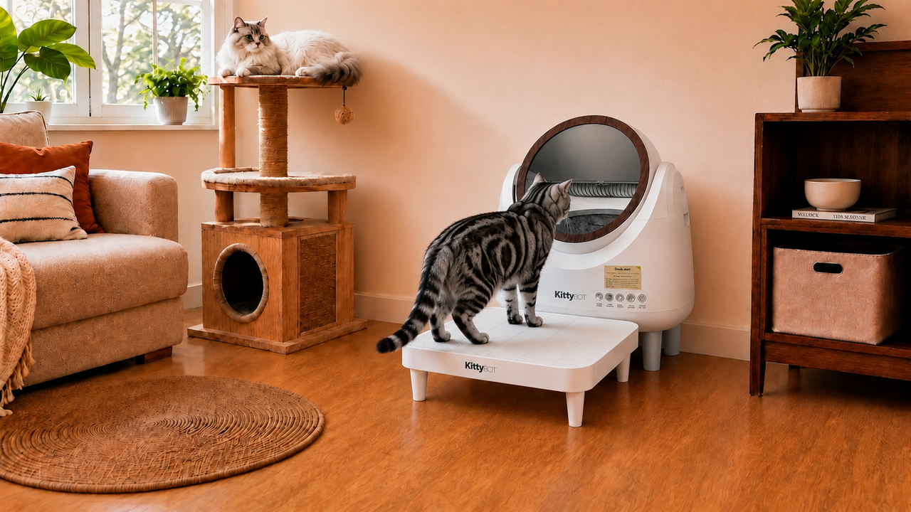 KittyBOT Automatic Cat Litter Box with Hygiene Step bundle
